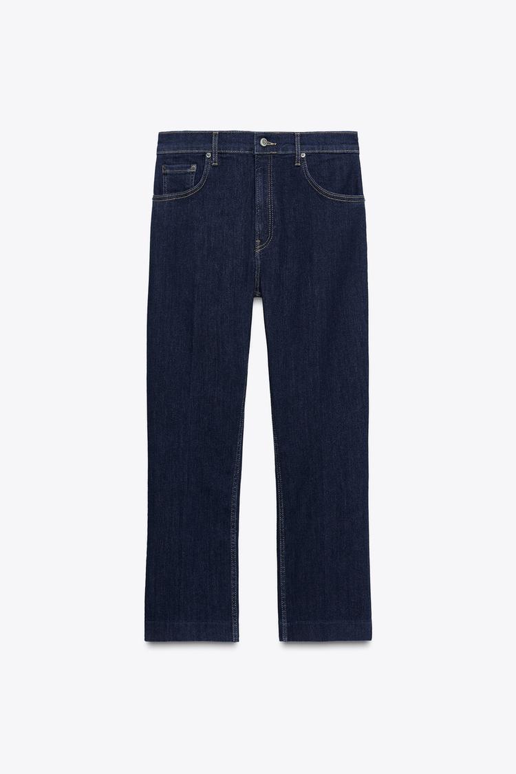 ZW COLLECTION BOOTCUT HIGH-WAIST CROPPED JEANS Blue ZARA Australia