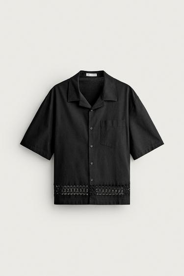Zaras RELAXED FIT-SKJORTA MED KOMBINERAD BÅRD - Svart