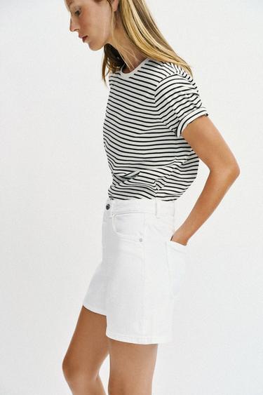 CELANA PENDEK Z1975 MOM FIT - Putih dari Zara