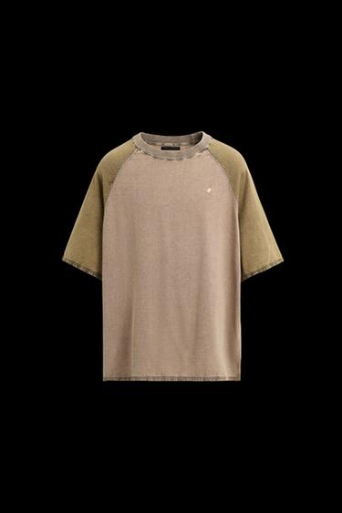 Zara WASHED COLOR BLOCK KNIT T-SHIRT - Earth - Image 0