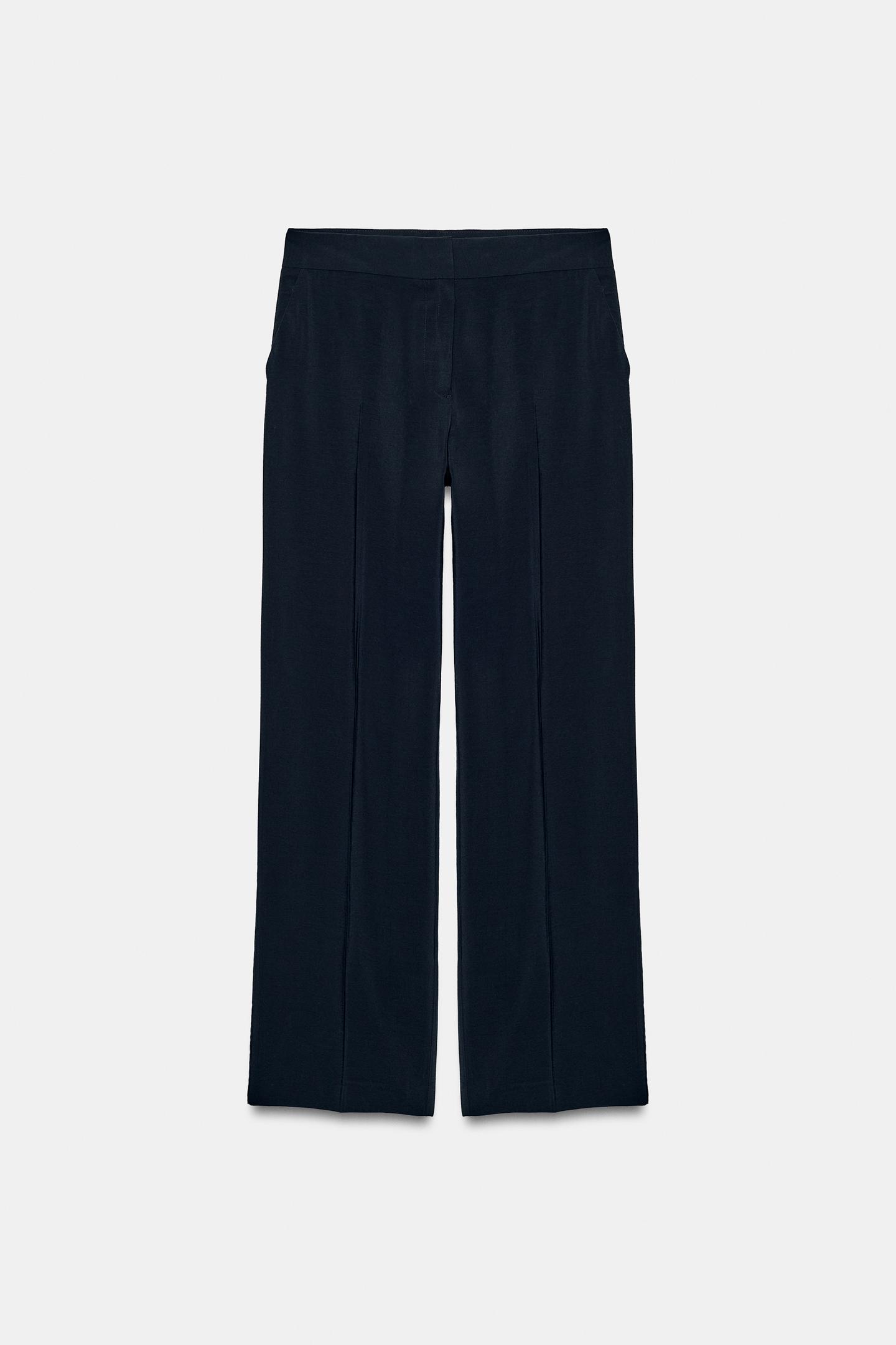Женские брюки Zara High-Waisted Straight-Leg, цвет: Тёмно-синий — фото 5