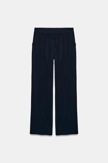 PANTALON DROIT TAILLE HAUTE - Bleu marine de Zara - Image 4