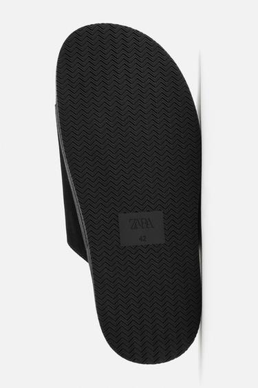 Zara LEATHER SANDALS - Black