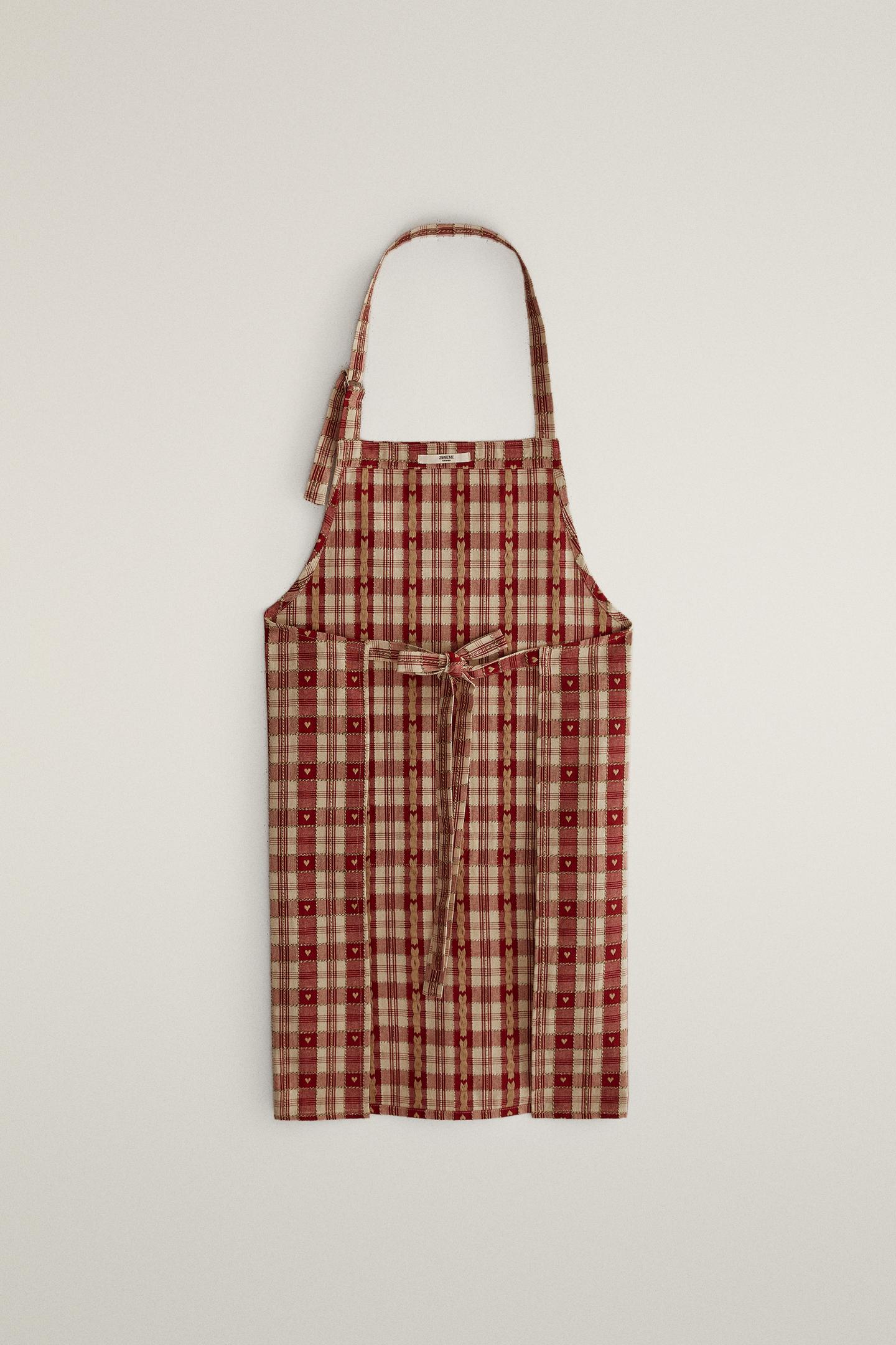 Женский топ Zara Christmas Heart Check Cotton Apron, цвет: Красный — фото 4