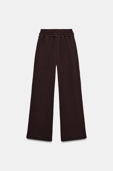 STRAIGHT-LEG PLUSH TROUSERS - Brown by Zara - Image 6