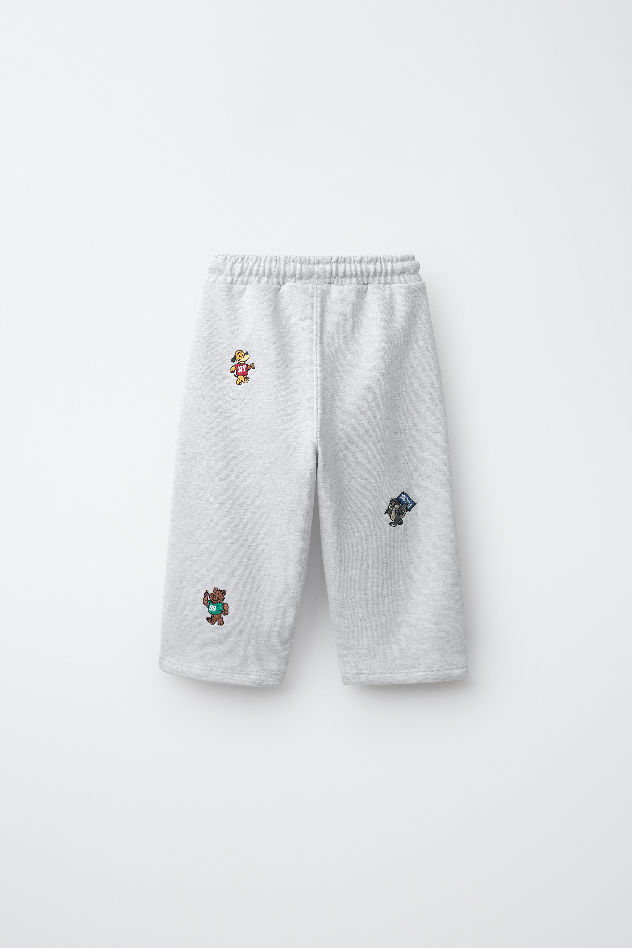 PANTALON DE JOGGING EN MOLLETON ANIMAUX BRODÉS