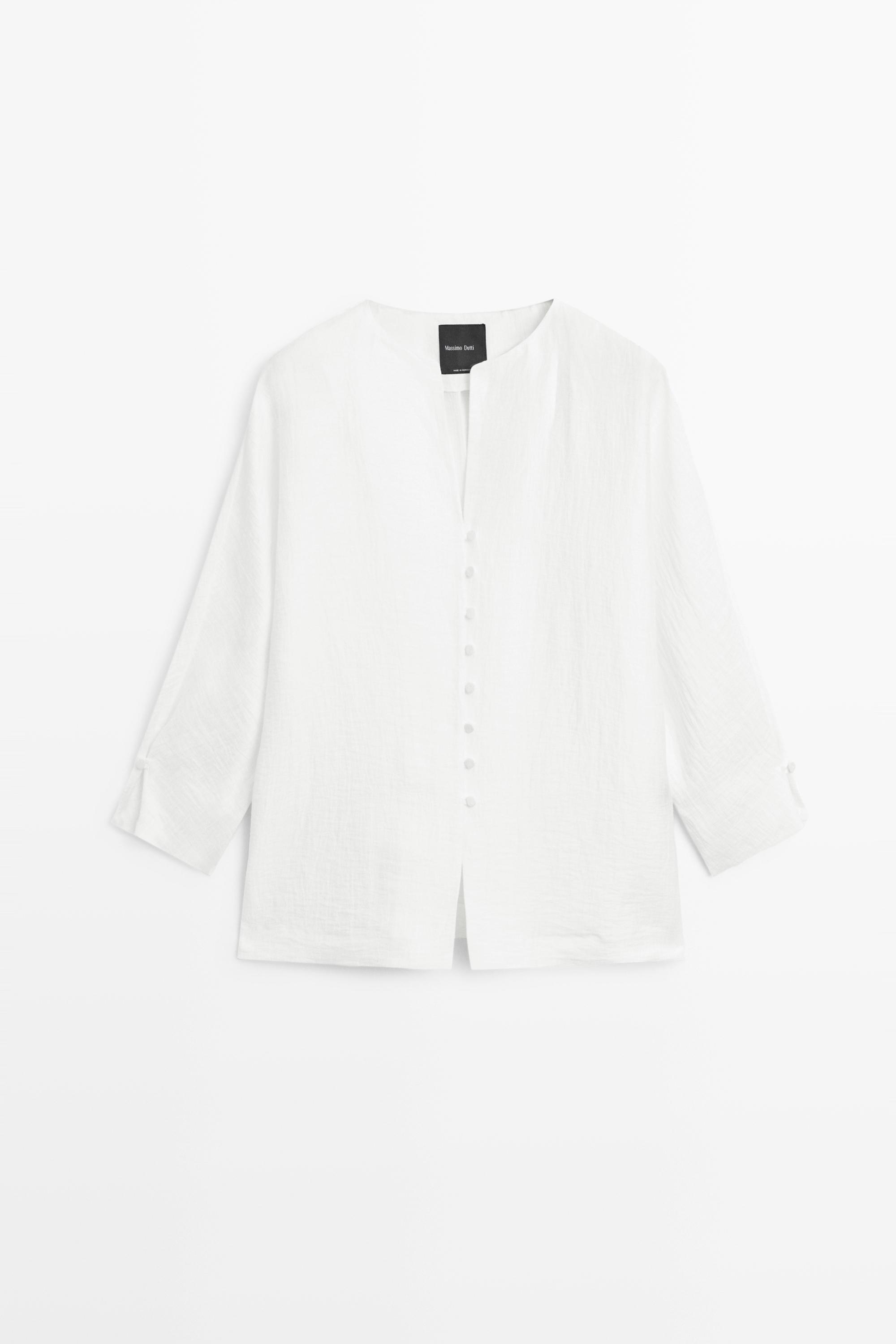 Surchemise en lin mélangé à détails boutonnés