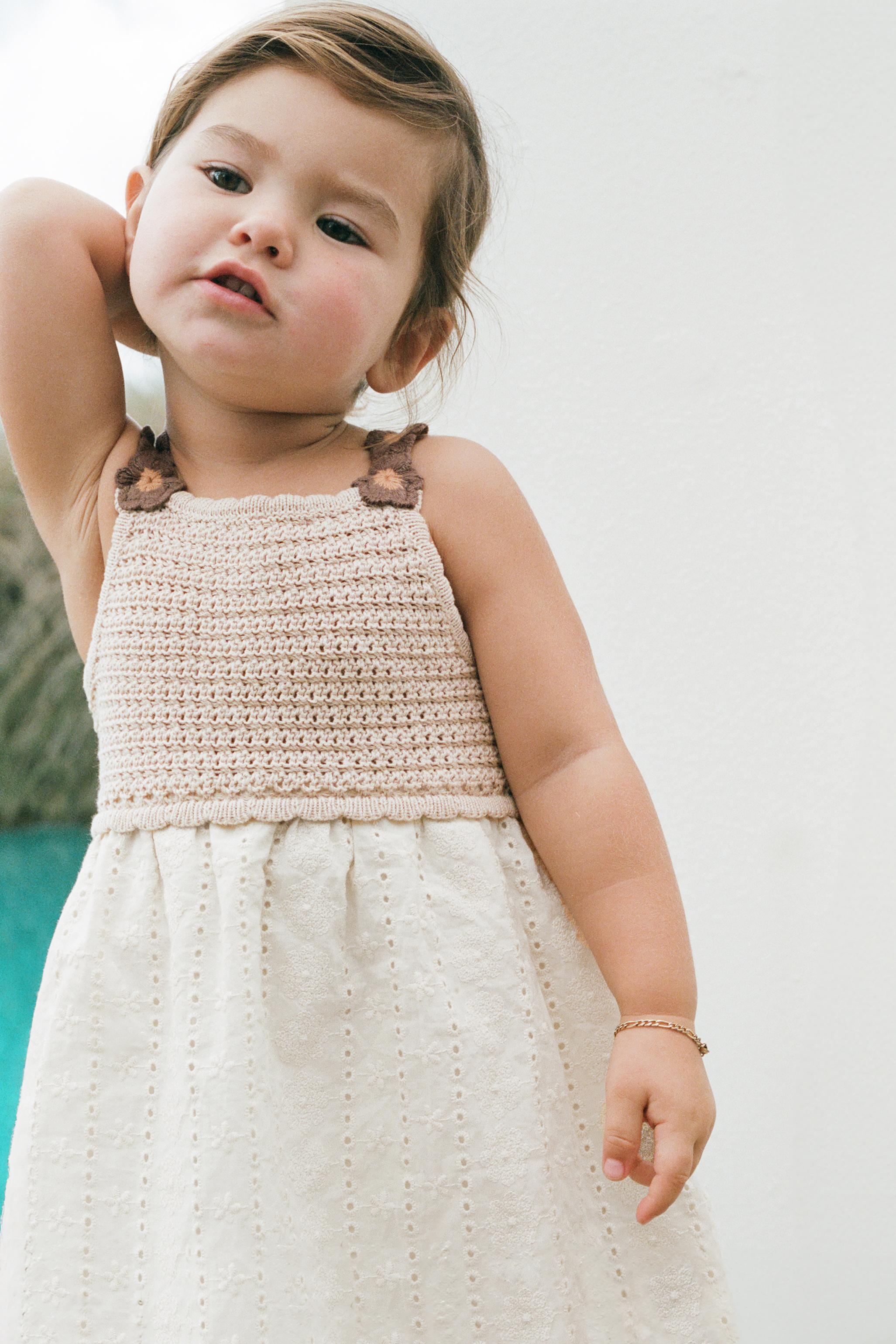 COMBINED KNIT DRESS WITH CROCHETED FLOWERS - Ecru | ZARA COMBINED KNIT DRESS WITH CROCHETED FLOWERS - Ecru | ZARA