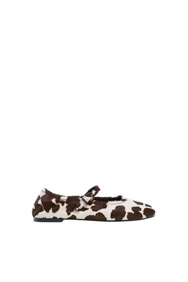 PRINTED LEATHER BALLET FLATS