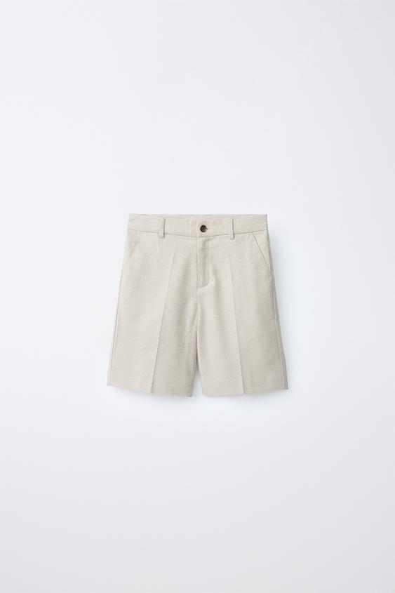 BERMUDA TRAJE CON LINO - Crudo medio de Zara - Imagen 0