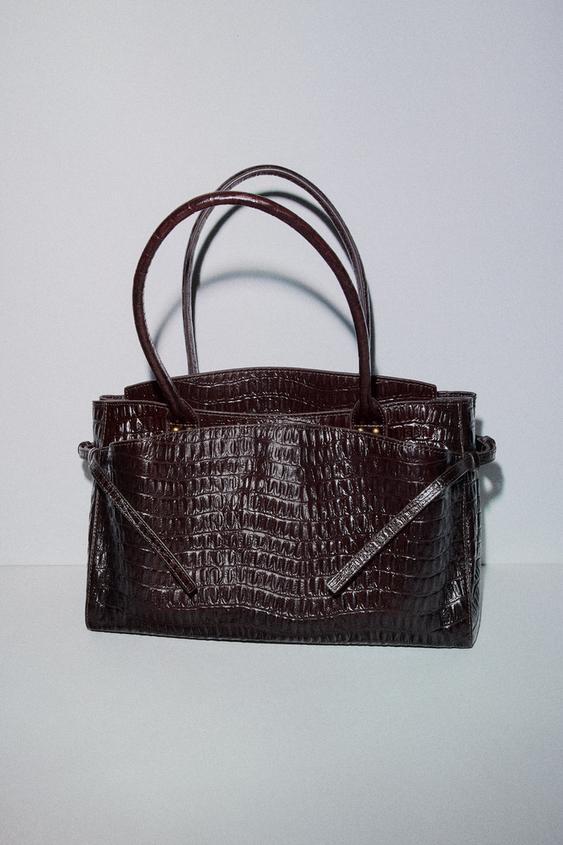 Sac à Main Designer Zara UK En Cuir Tanné Brun - Modèle 2 En 1 Avec Zip, Neuf Avec étiquette