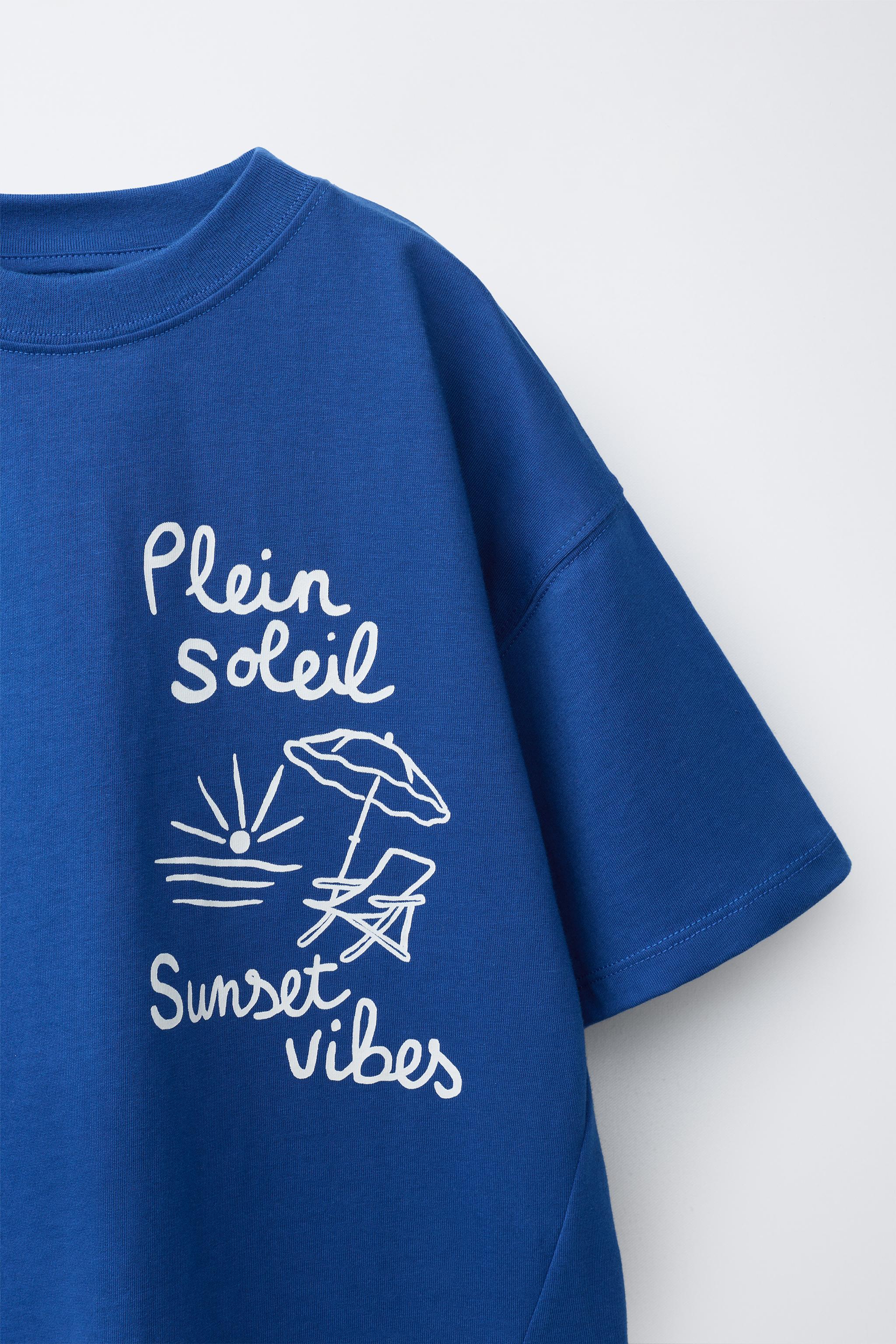 BEACH UMBRELLA PRINT T-SHIRT - Blue | ZARA United States