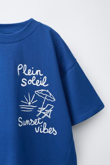 T-SHIRT IMPRIMÉ PARASOL DE PLAGE - Bleu de Zara - Image 2