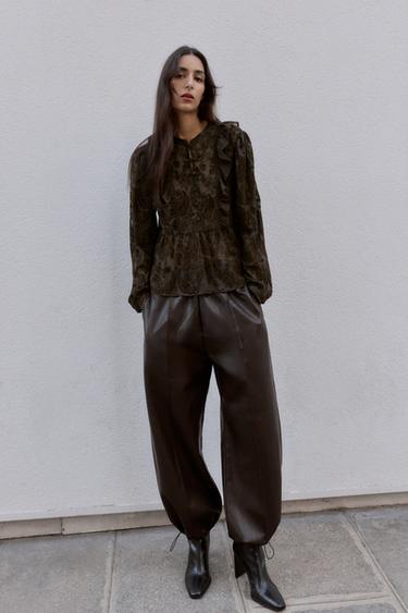 DEVORÉ RUFFLED BLOUSE - Brown by Zara - Image 0