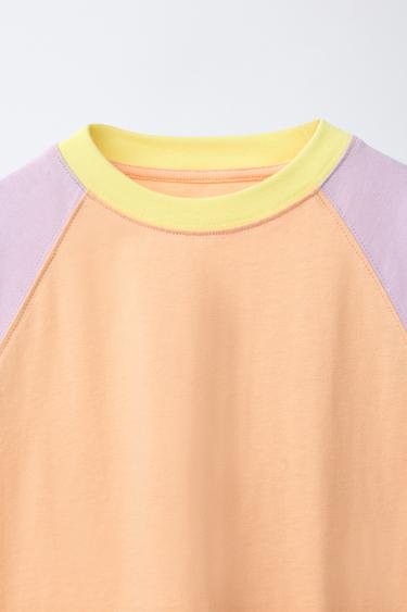 COLOUR BLOCK RAGLAN SLEEVE T-SHIRT - Oranges by Zara - Image 2
