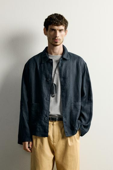 SURCHEMISE REGULAR FIT 100 % LIN - Bleu marine de Zara - Image 1