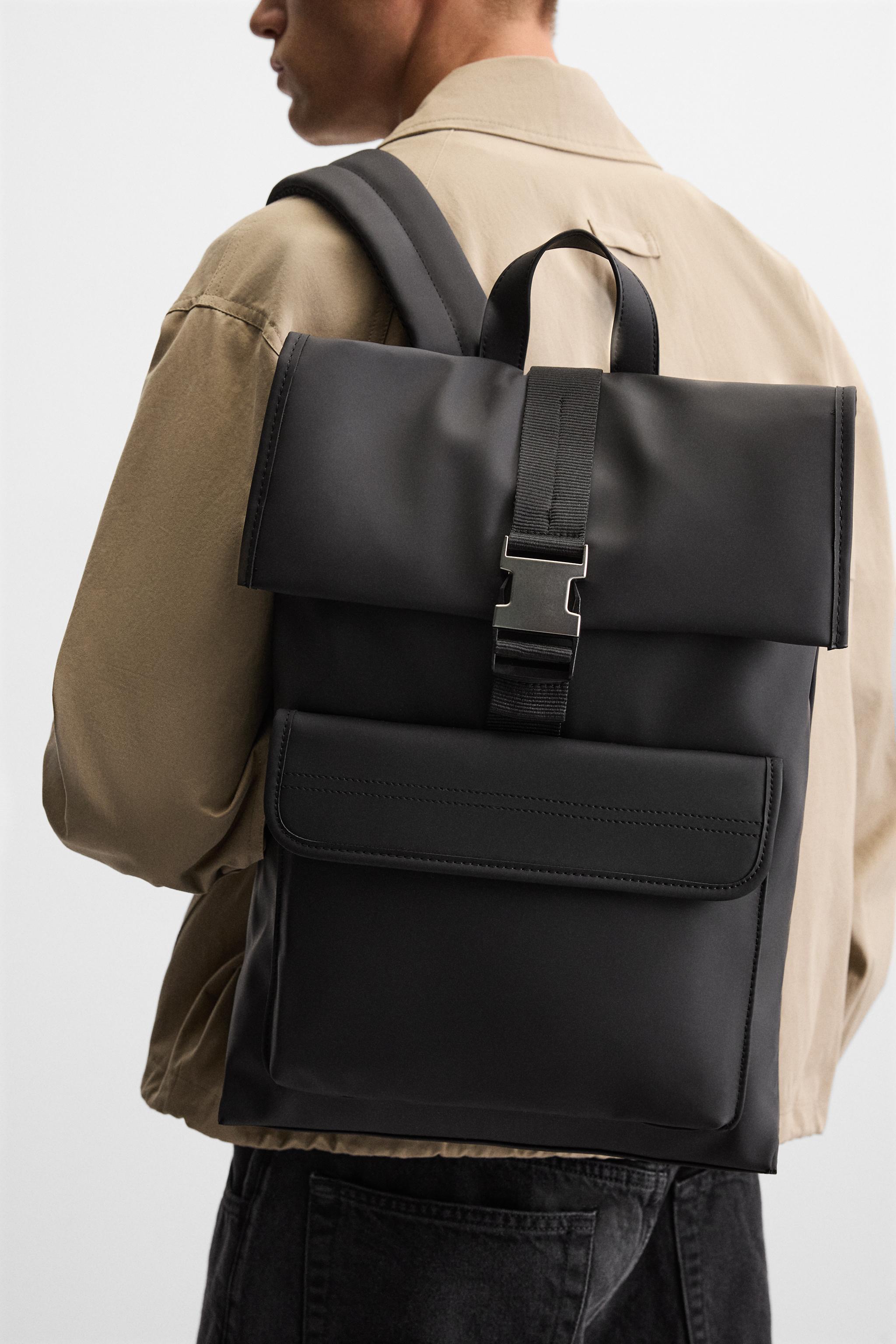 RUBBERIZED FLAP BACKPACK - Black | ZARA United States