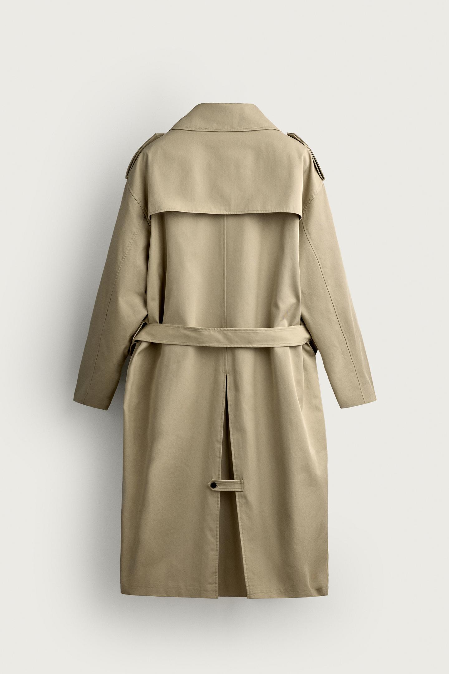 Мужское пальто Zara Relaxed-Fit Trench, цвет: Бежевый — фото 11