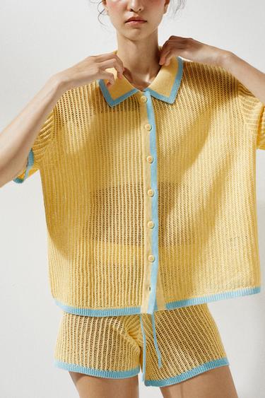 COLLAR POLO CARDIGAN - Light yellow by Zara