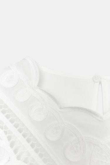 ZW COLLECTION EMBROIDERED LINEN BLEND SHIRT - White by Zara - Image 7