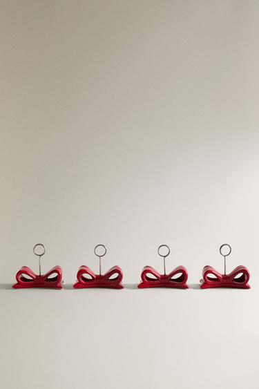 クリスマスリボン席札（4個セット）レッド0Zaraのクリスマスリボン席札（4個セット） - レッド - 画像 0