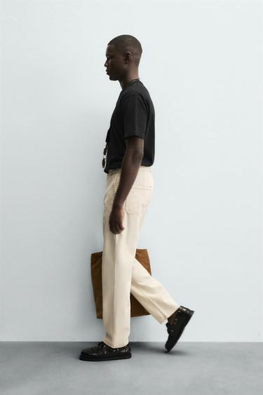 CONTRAST STITCHING TROUSERS - Ecru by Zara - Image 5