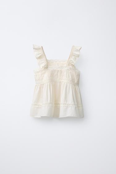 BLOUSE EN DENTELLE - Écru de Zara - Image 1