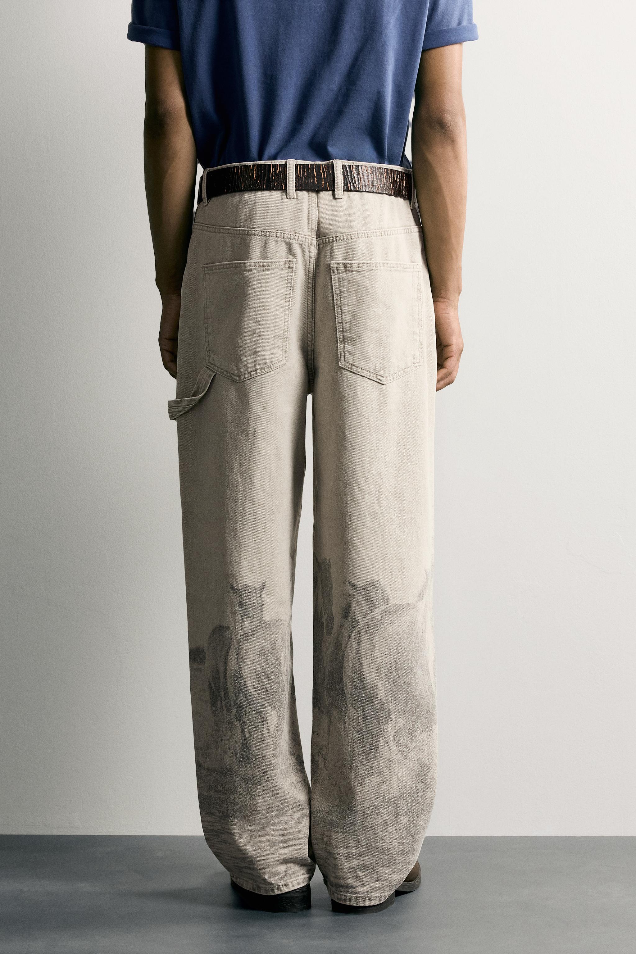 Мужские брюки Zara HORSE PRINT BALLOON FIT PANTS — фото 3