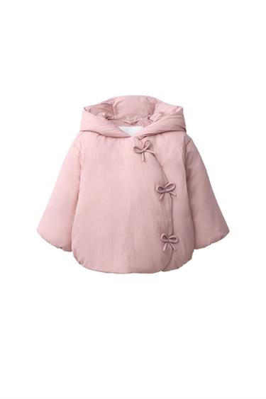 WATER-REPELLENT NYLON JACKET WITH BOWS - Mid-pink by Zara