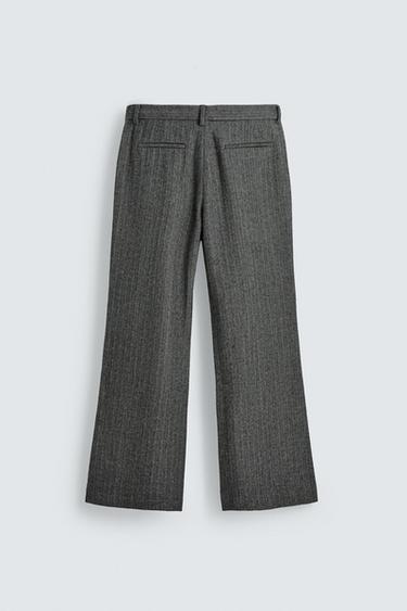 PANTALON DE COSTUME STRUCTURÉ À CHEVRONS AVEC LAINE - Gris de Zara - Image 6