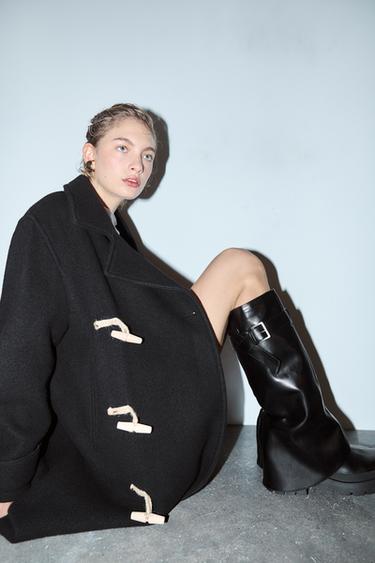 САПОГИ-ГЕТРЫ ДО КОЛЕНА С ПРЯЖКАМИ — Черный от Zara — изображение 0
