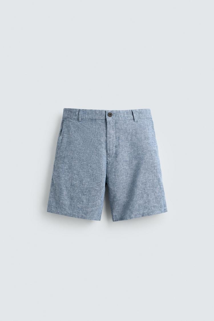 ZARA REGULAR FIT TEXTURED BERMUDA SHORTS