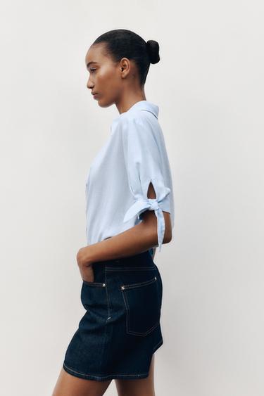 Z1975 MOM-FIT HIGH-WAIST SHORTS - Blue de Zara - Image 2