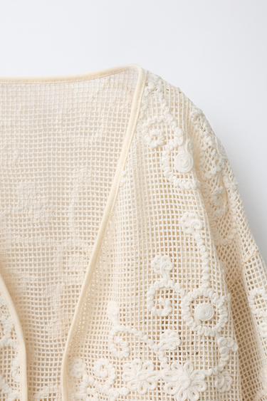 KIMONO À FLEURS BRODÉES - Écru de Zara - Image 2