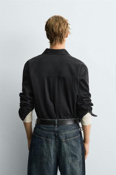 WASHED COTTON SHIRT - Black de Zara - Image 2
