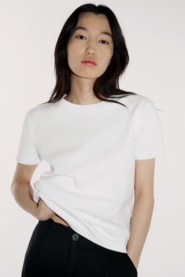 インターロックショートスリーブTシャツホワイトZaraのインターロックショートスリーブTシャツ - ホワイト