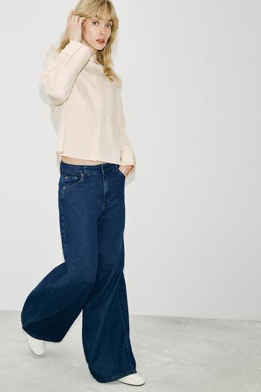 Zara ZW COLLECTION HIGH WAIST WIDE LEG JEANS - Indigo