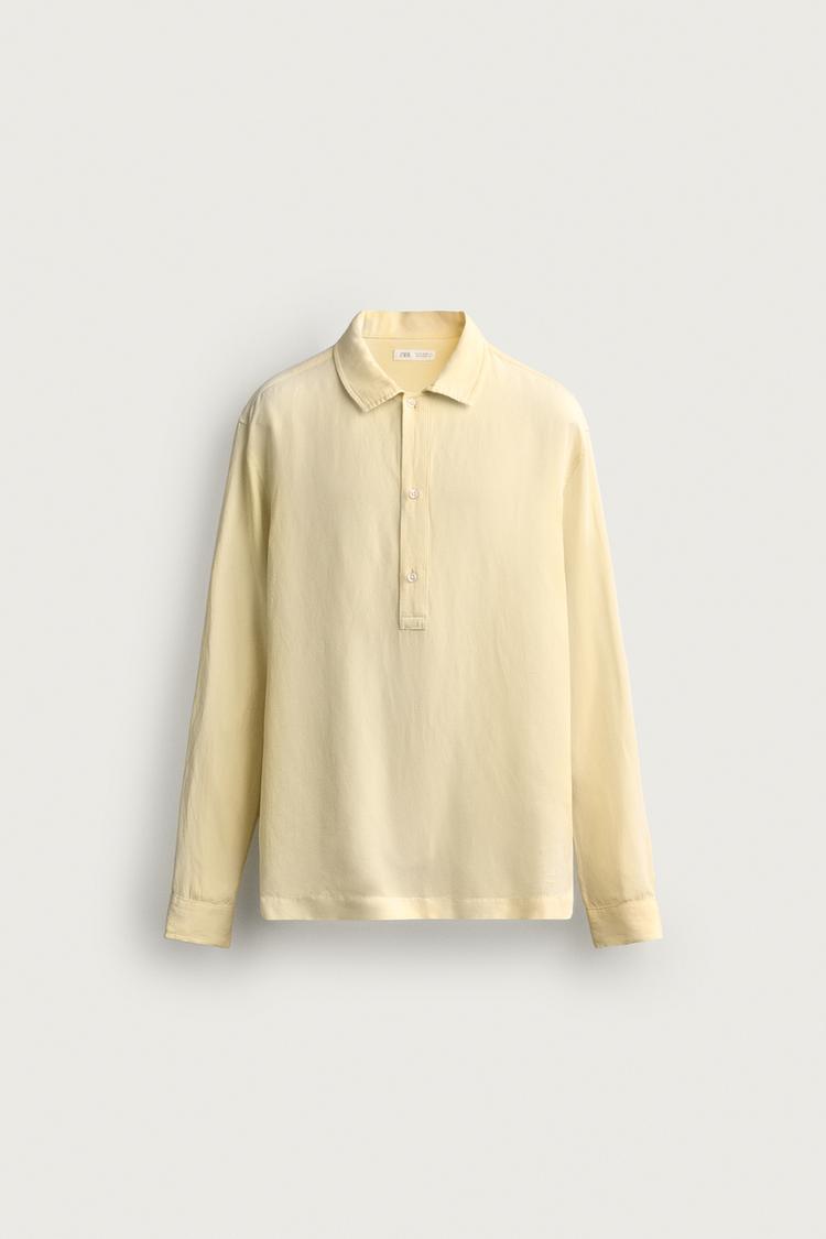 VISCOSE/LINEN REGULAR FIT POLO SHIRT
