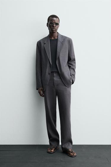 100% LINEN SUIT BLAZER - Dark grey by Zara