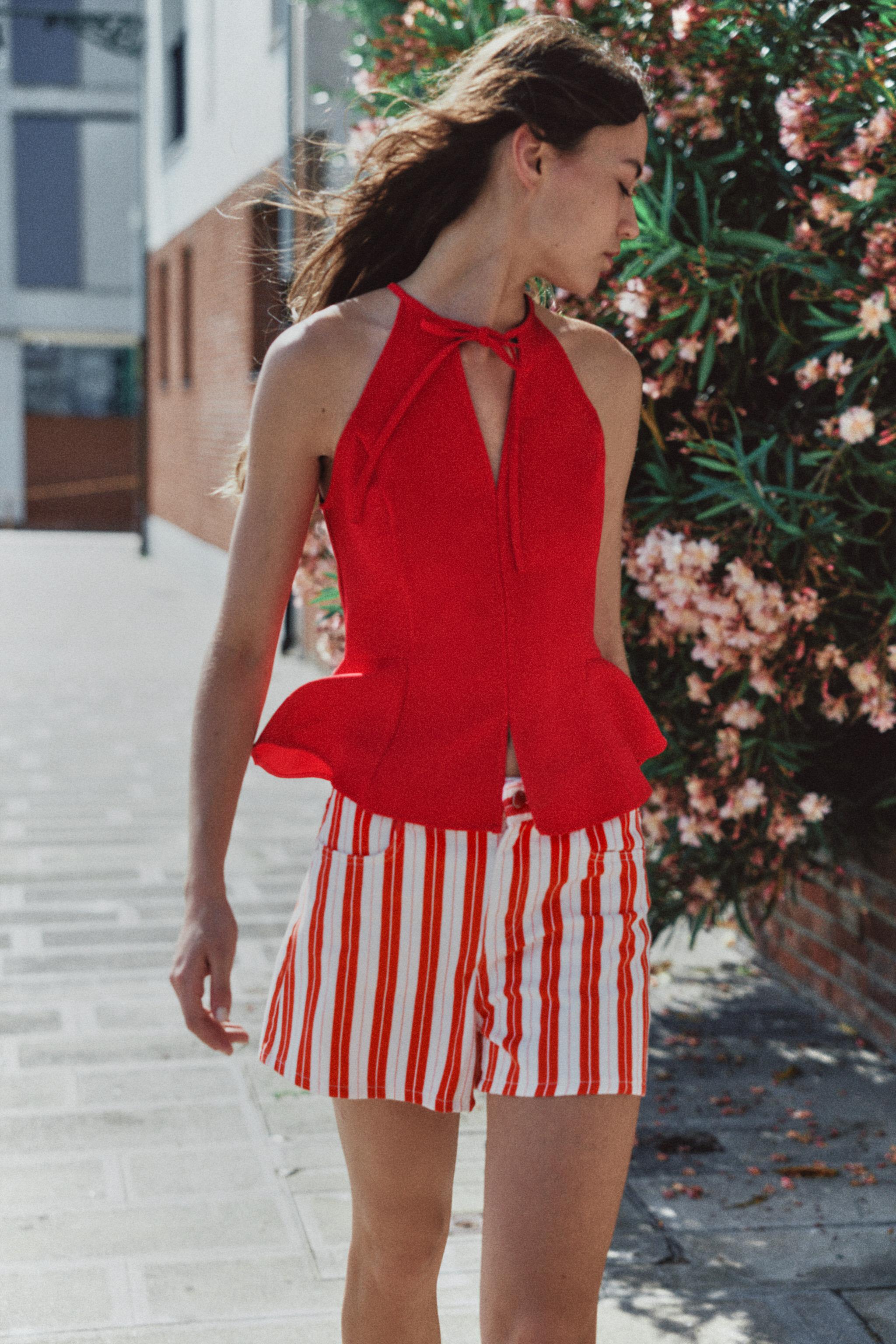 Zara Halter Peplum Top görsel 4