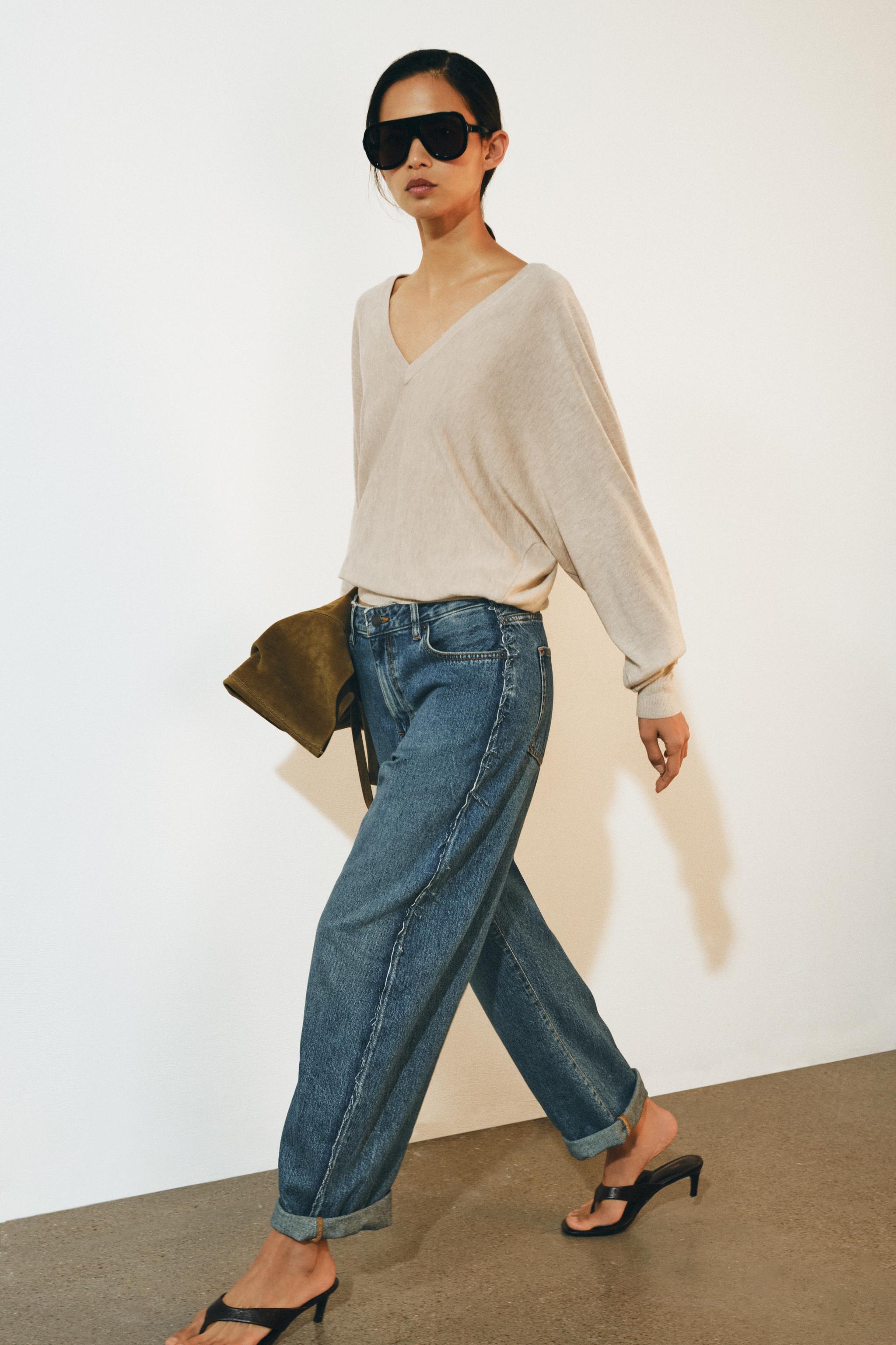 ZW COLLECTION MID-RISE CUFFED BALLOON JEANS — Blue