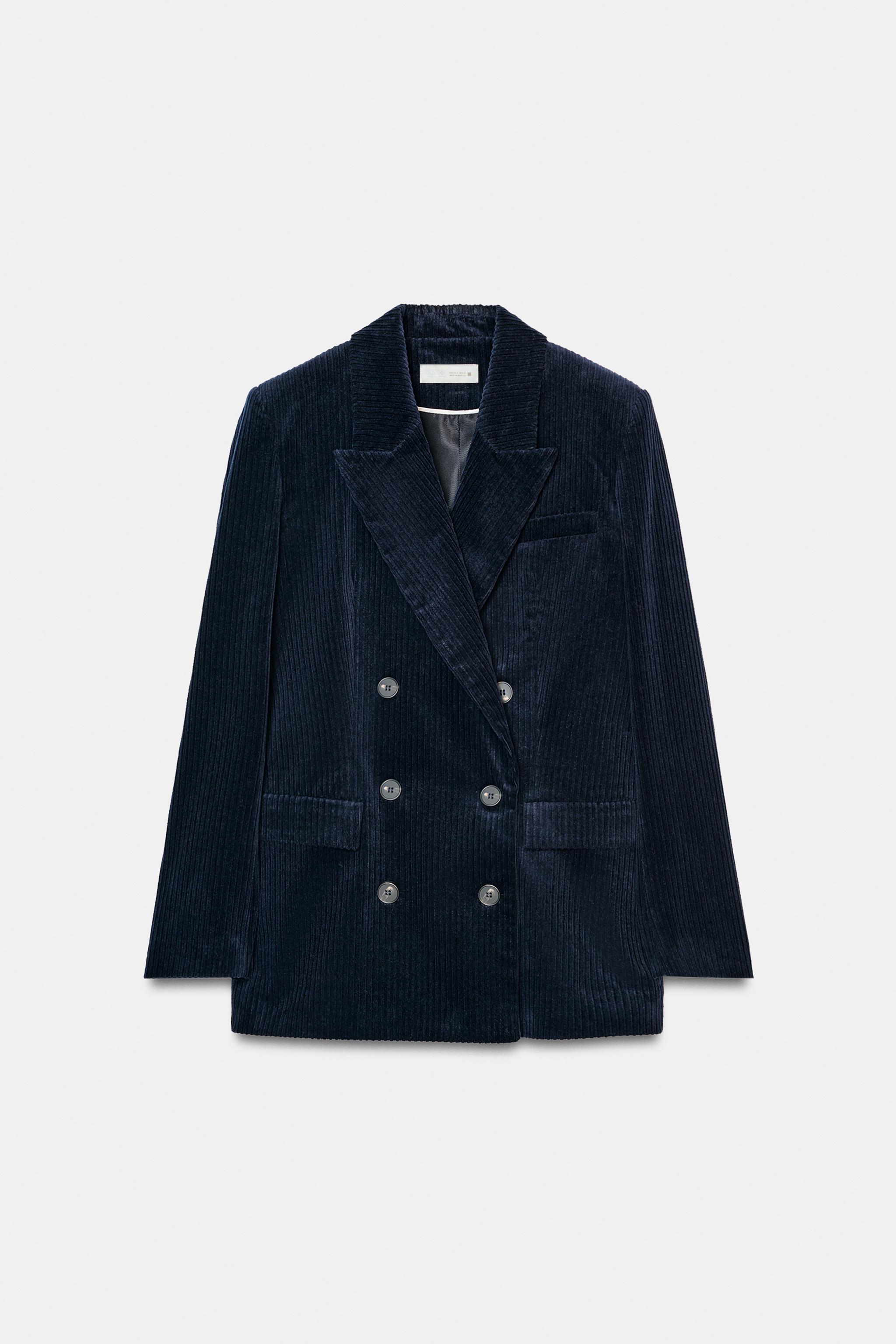 BLAZER EN VELOURS CÔTELÉ ET ÉPAULETTES