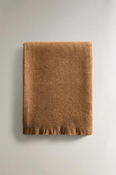 FRINGED THROW - Ochre by Zara