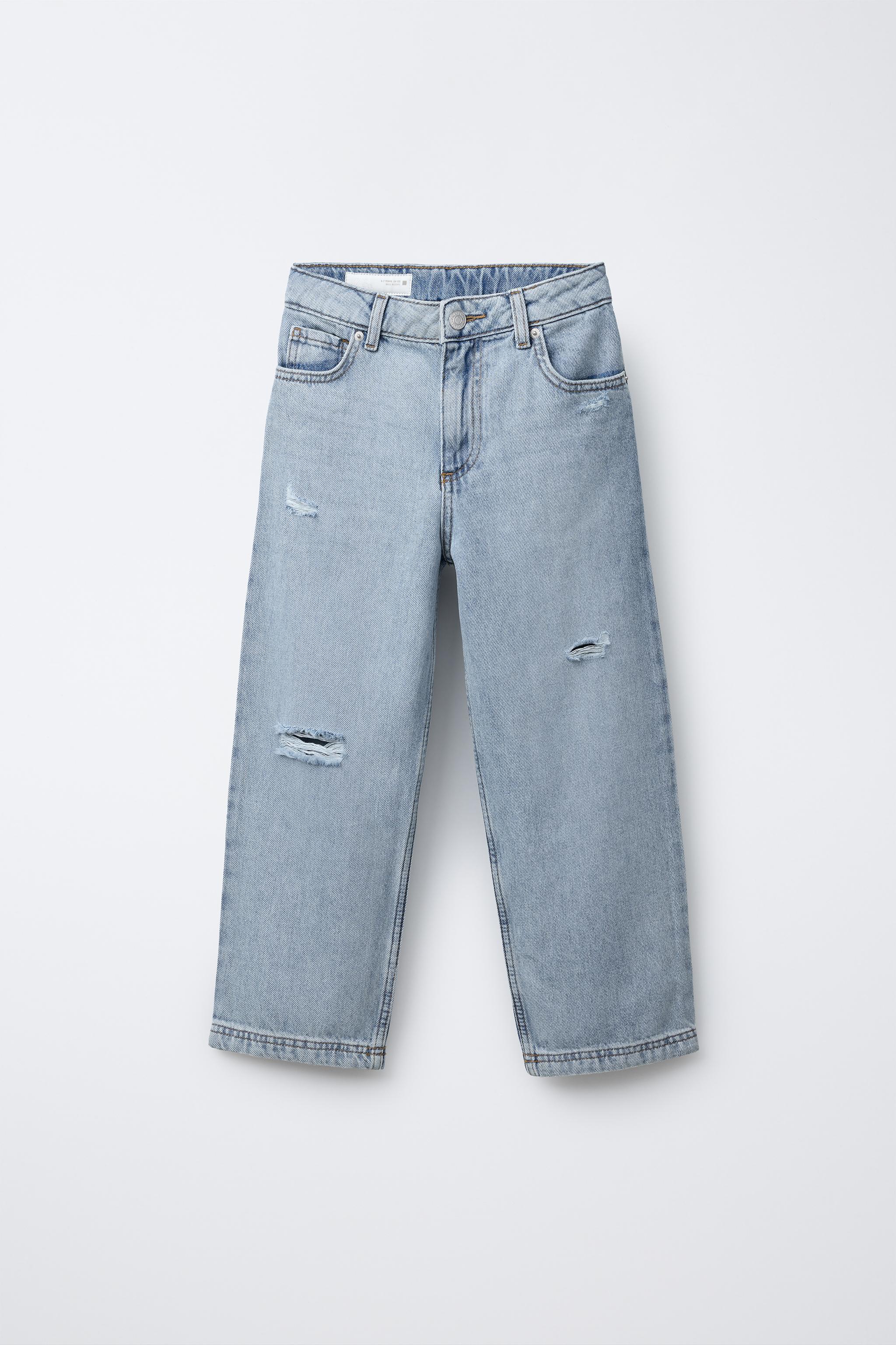 ダメージ加工リラックスバギーフィットジーンズ - ブルー | ZARA