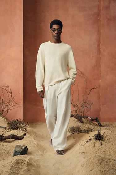 REGULAR FIT COTTON-LINEN JUMPER - Ecru by Zara - Image 0