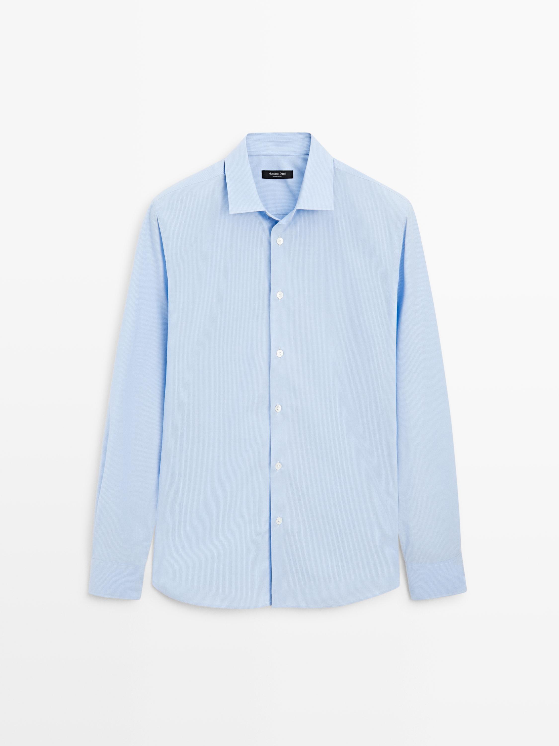 Regular fit striped poplin shirt