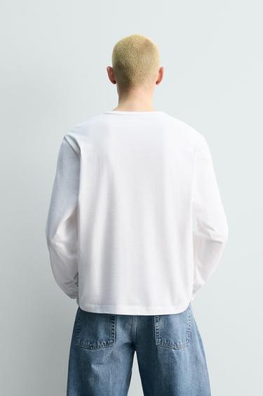 TEE-SHIRT MANCHES LONGUES - Blanc de Zara - Image 2