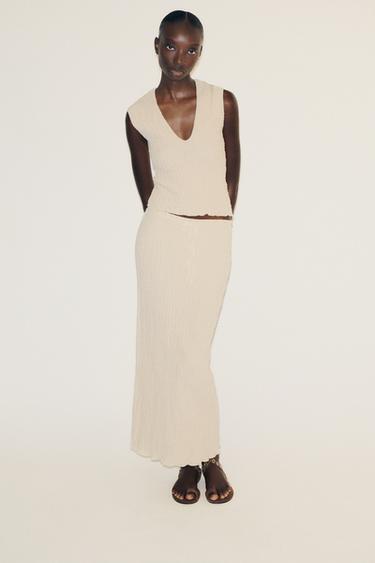 TOP MIT STRUKTURMUSTER - Hellgelb von Zara