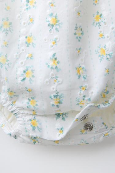 BRODERIE ANGLAISE FLORAL ROMPER - White by Zara - Image 3