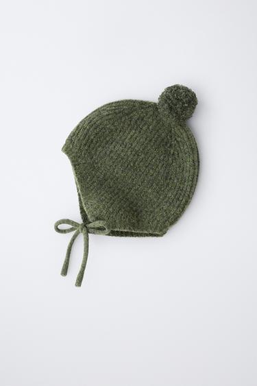 BONNET EN MAILLE AVEC POMPON - Vert moyen de Zara - Image 3